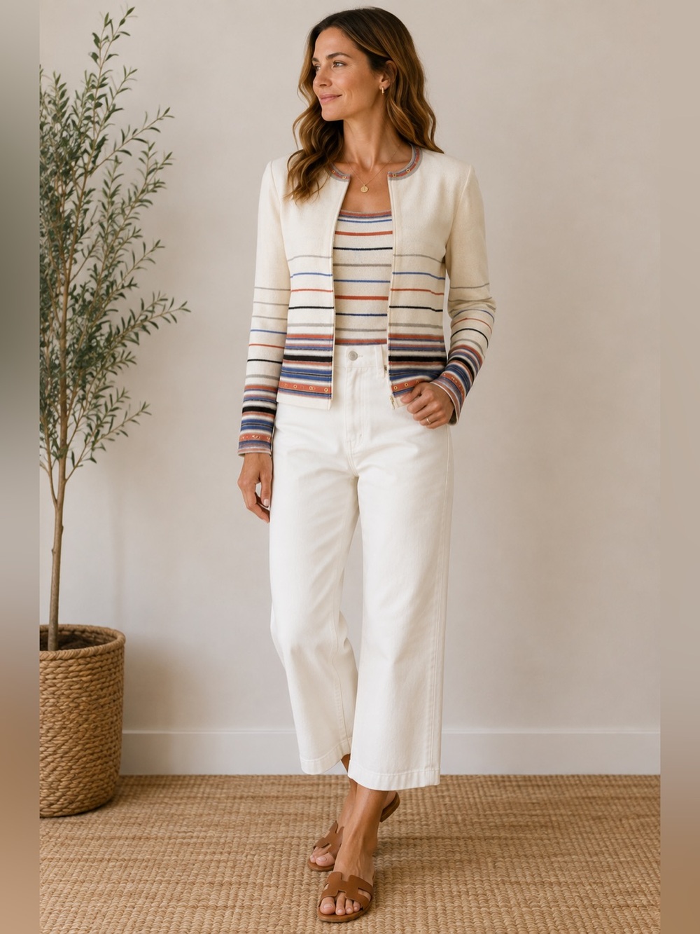 vintage St. John Sport zip-up cardigan and matching knit tank top set